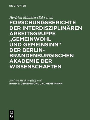 cover image of Gemeinwohl und Gemeinsinn